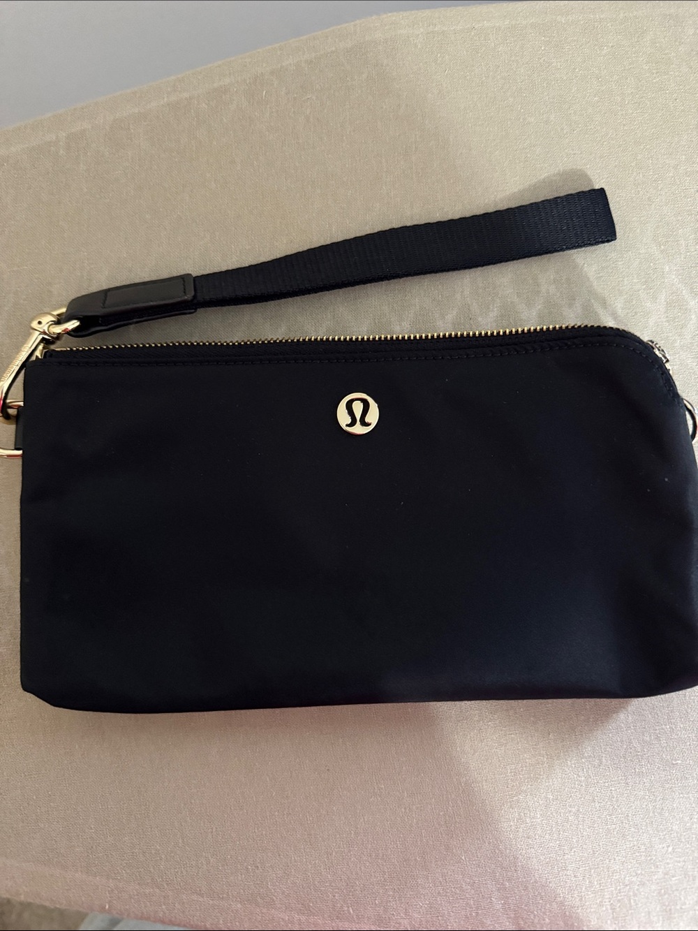 lululemon athletica Black Wristlet Clutch with Gold Accent